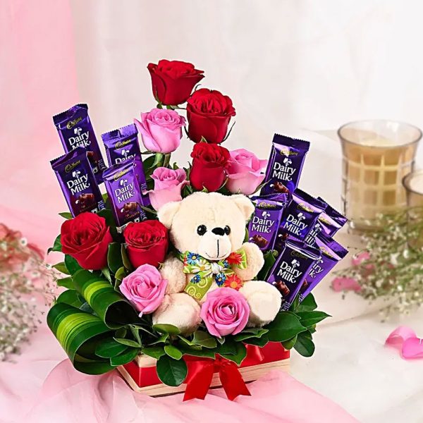 Teddy’s Floral Chocolate Surprise